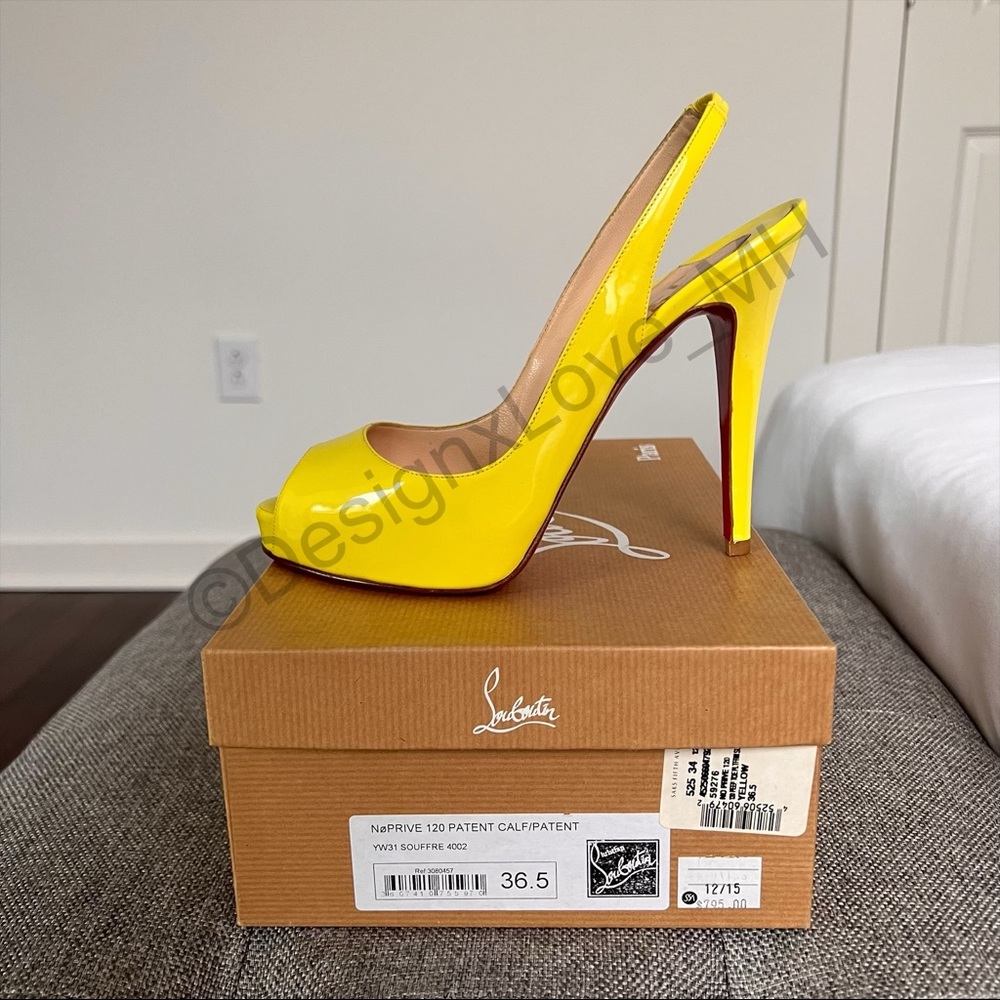 Christian Louboutin Yellow NøPrive 120 Patent Calf Platforms